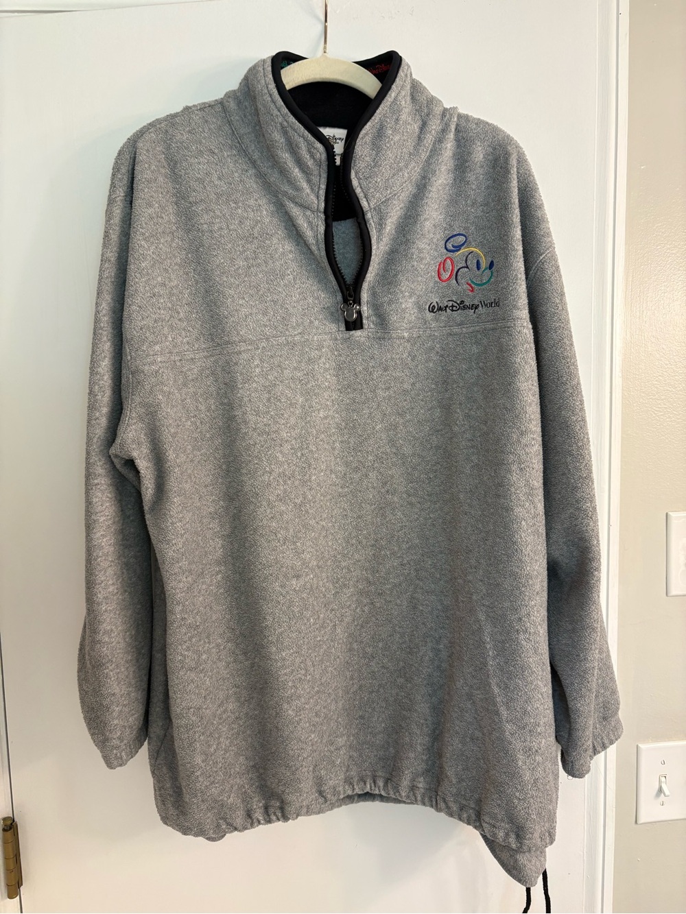 Vintage Disney Men's Gray Quarter-Zip Fleece Pullover size Large